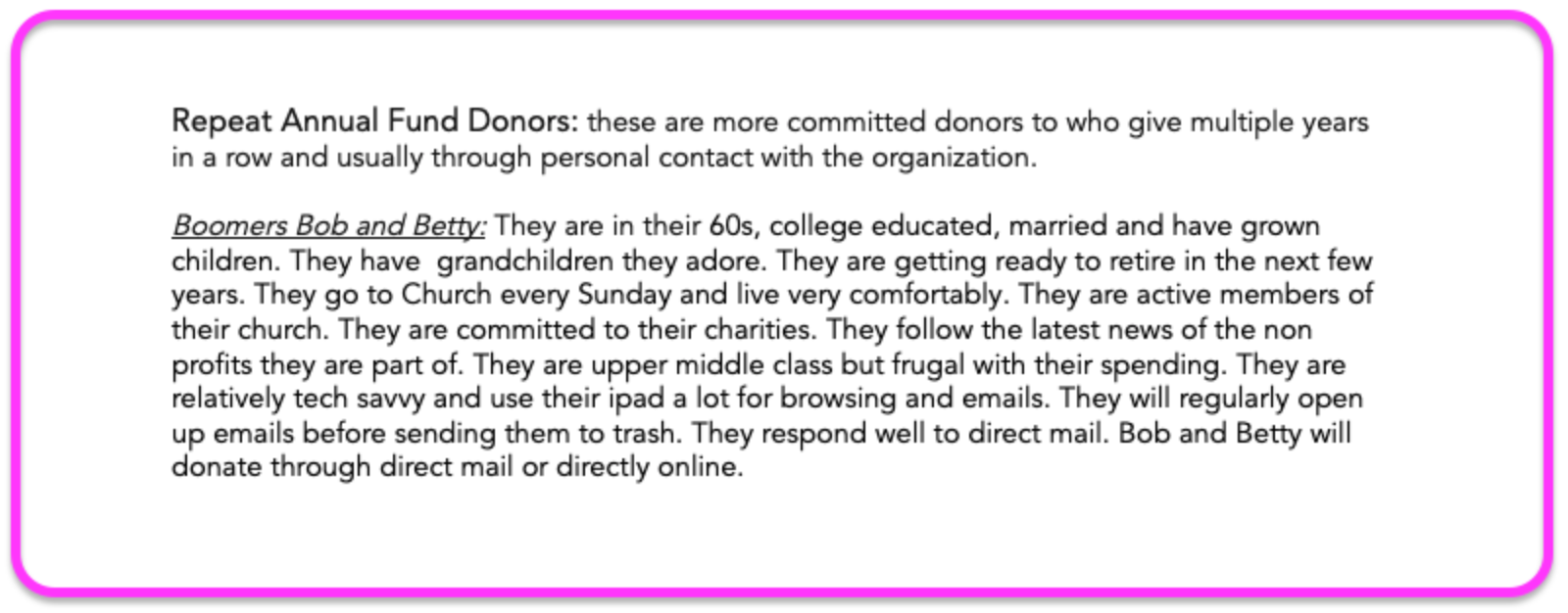 donor persona example