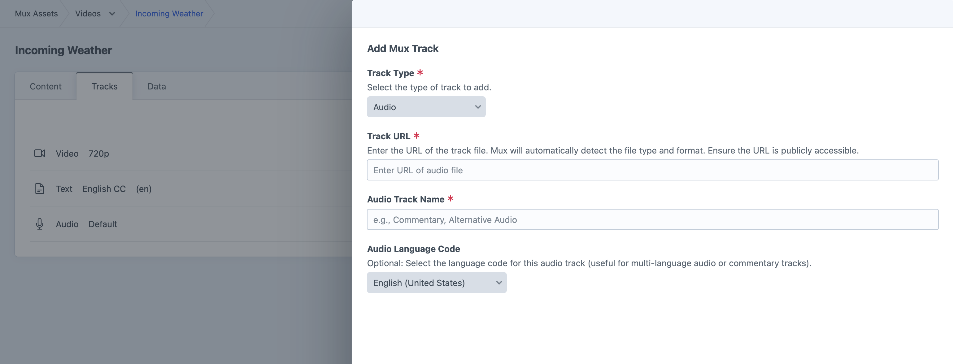 Mux Asset Audio Track Addition